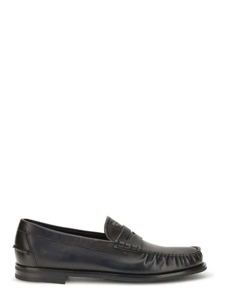 Black Calf Leather Bos Taurus Slip-On Loafers