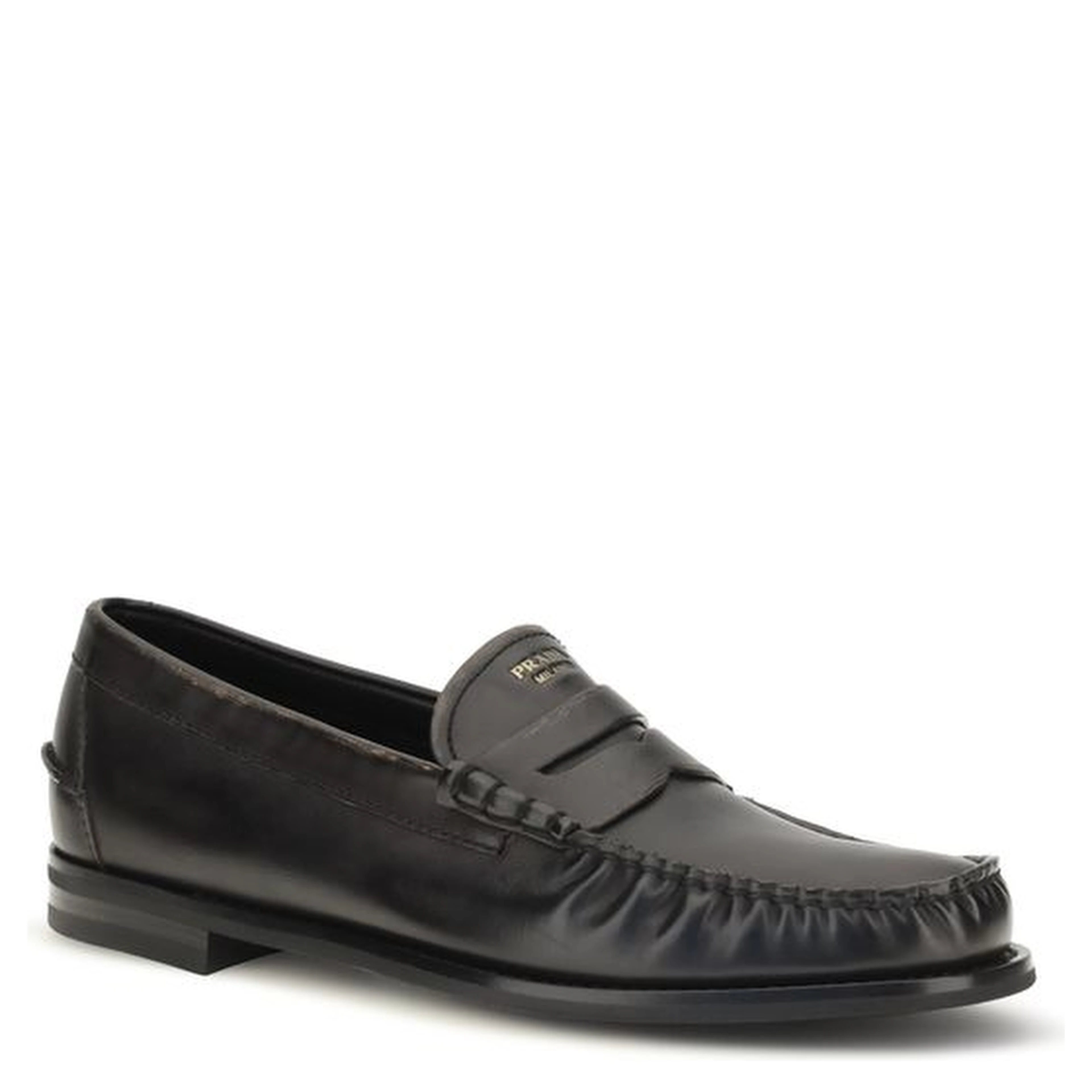 Black Calf Leather Bos Taurus Slip-On Loafers