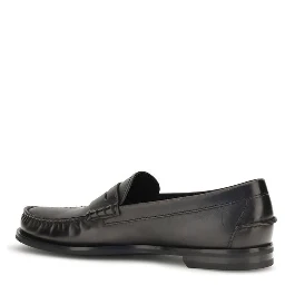 Black Calf Leather Bos Taurus Slip-On Loafers
