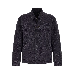 Blue Cotton Full-Length Jacket