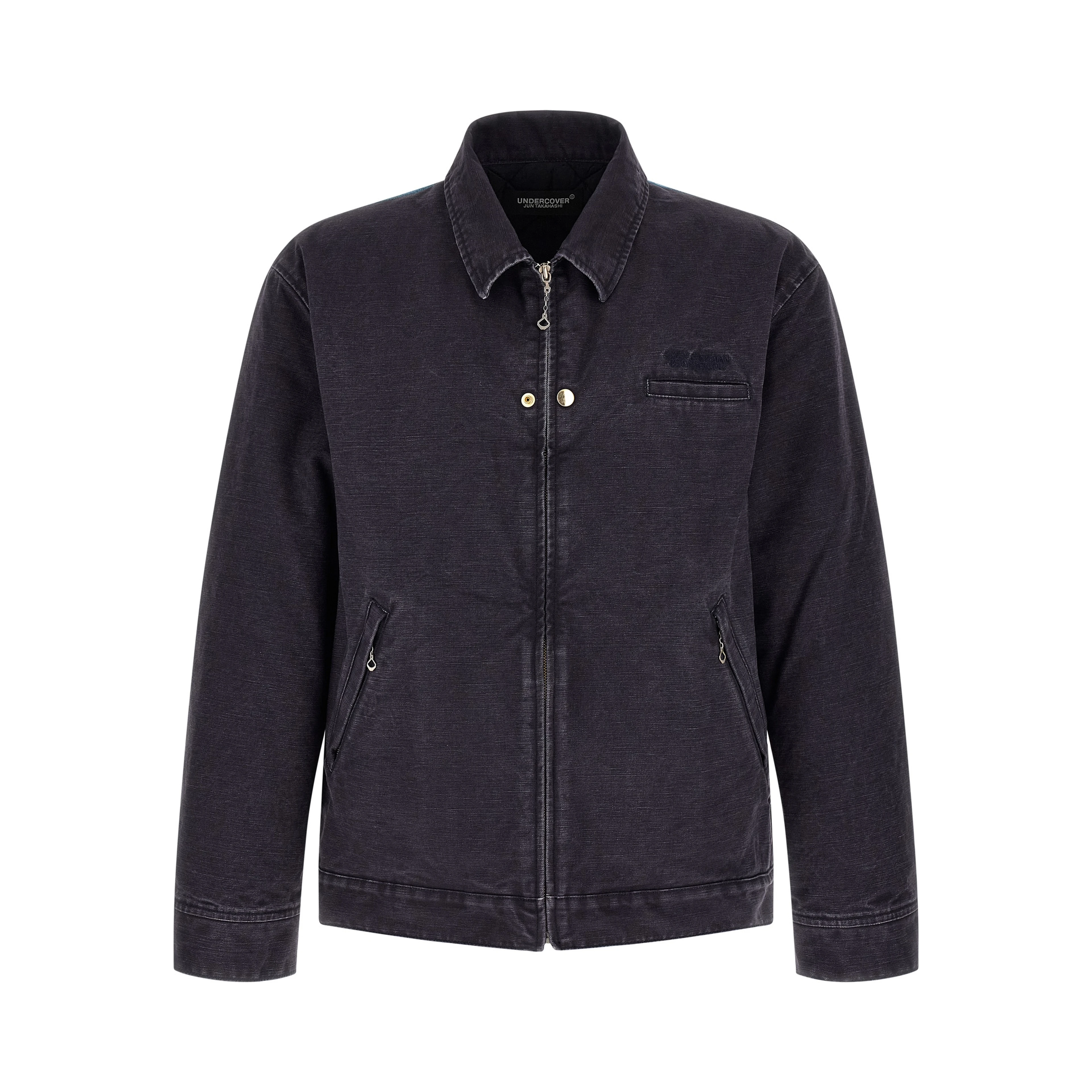 Blue Cotton Full-Length Jacket