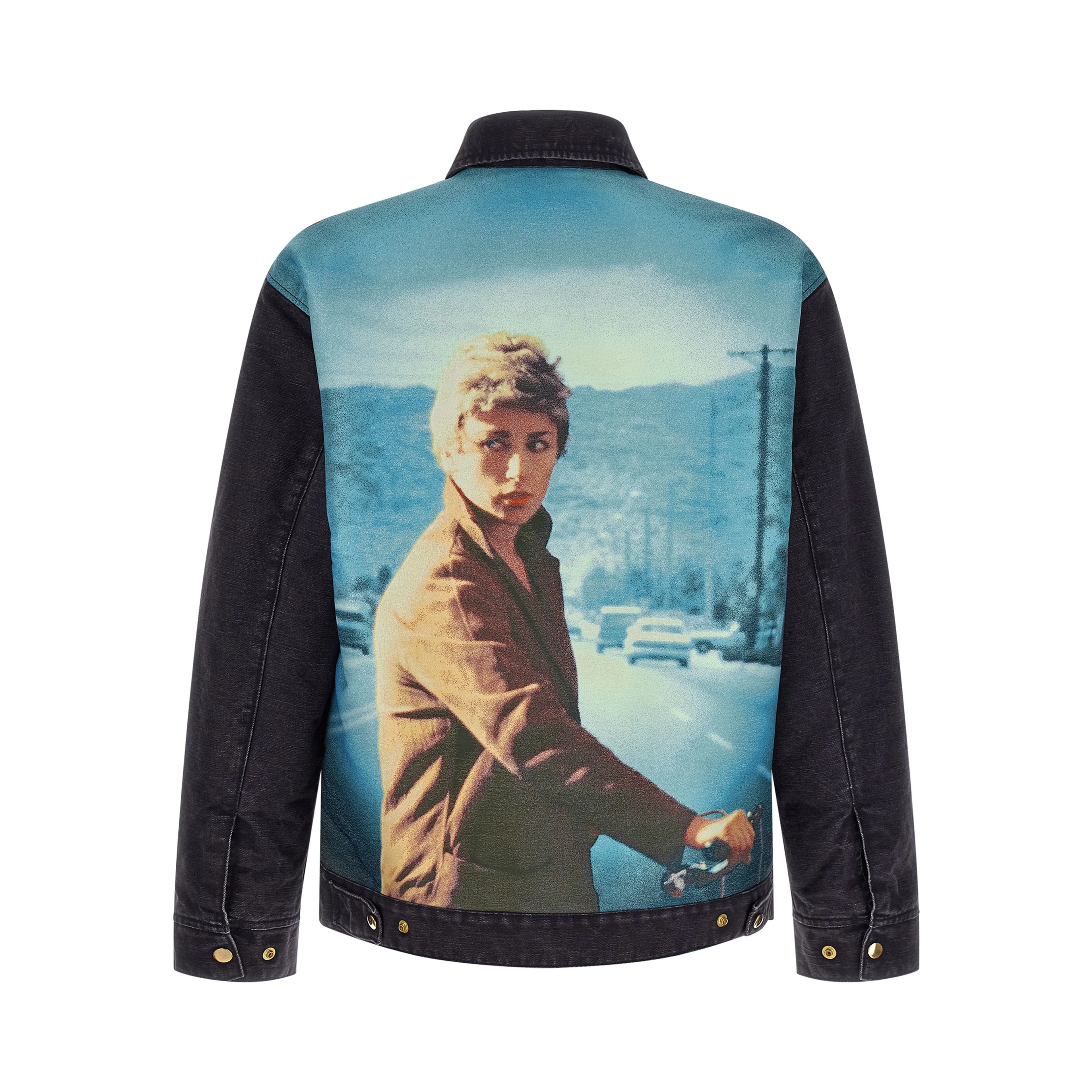Blue Cotton Full-Length Jacket
