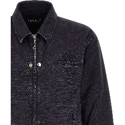 Blue Cotton Full-Length Jacket
