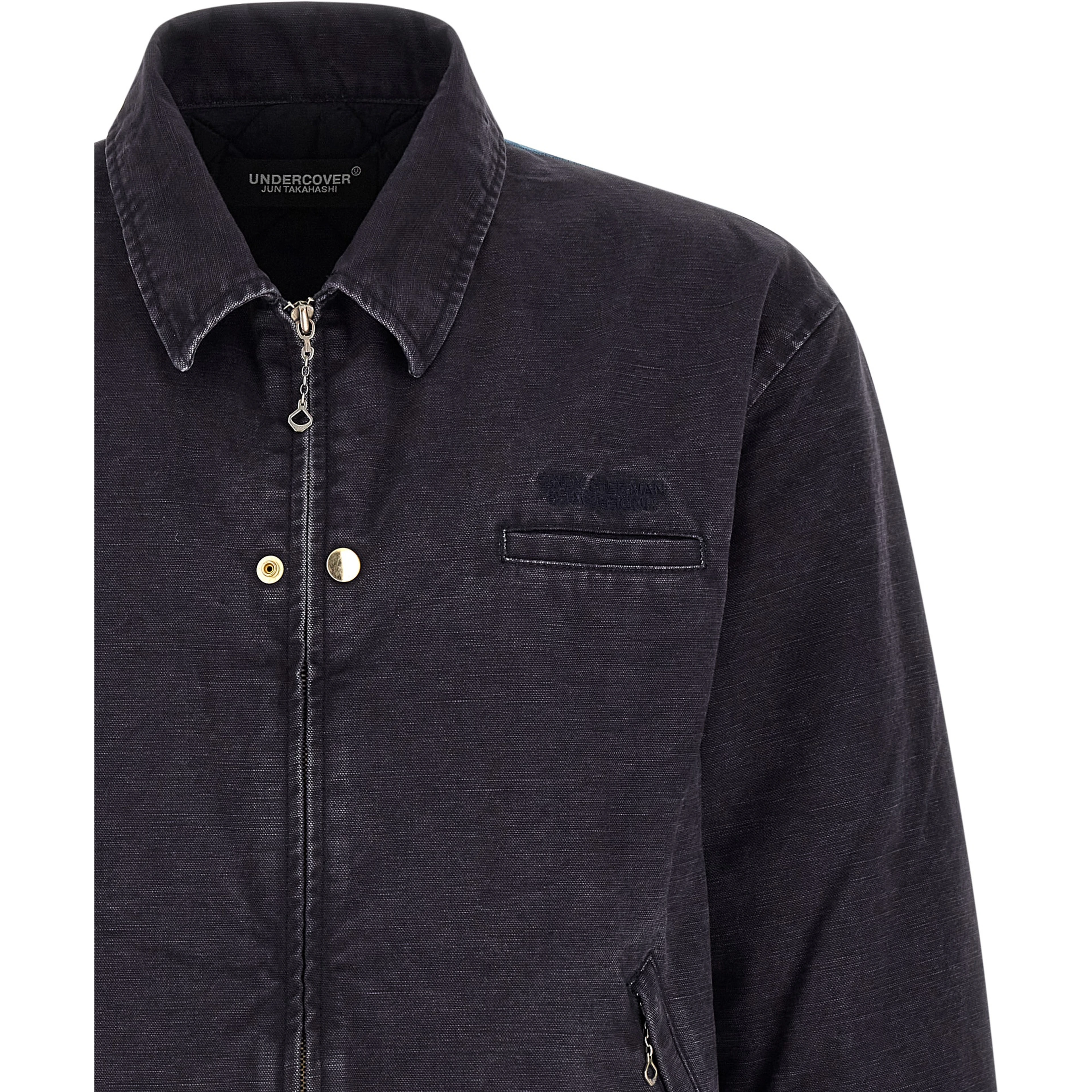 Blue Cotton Full-Length Jacket
