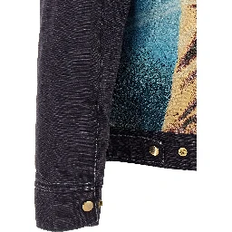 Blue Cotton Full-Length Jacket