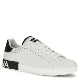 White Calf Leather Bos Taurus Low Top Sneakers