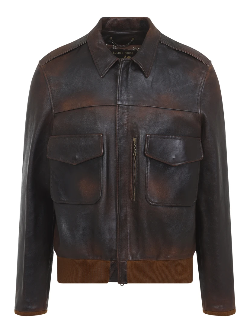 Golden Goose Leather Bomber Jacket