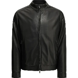 Leather bomber jacket