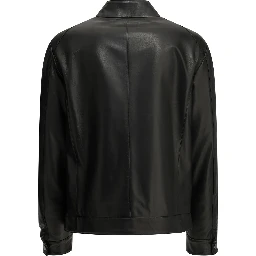 Leather bomber jacket