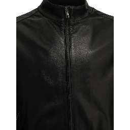 Leather bomber jacket