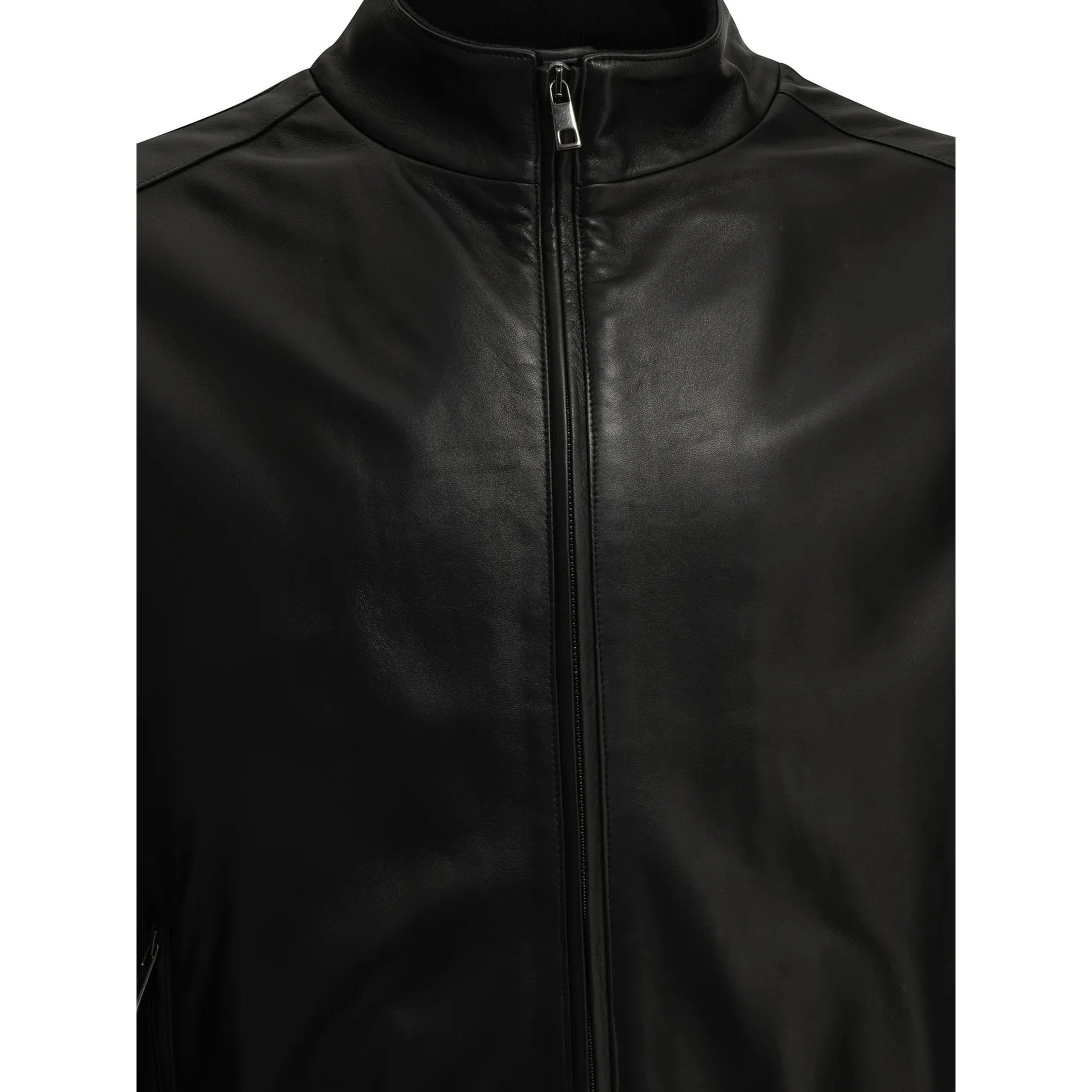 Leather bomber jacket