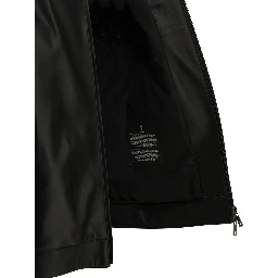 Leather bomber jacket