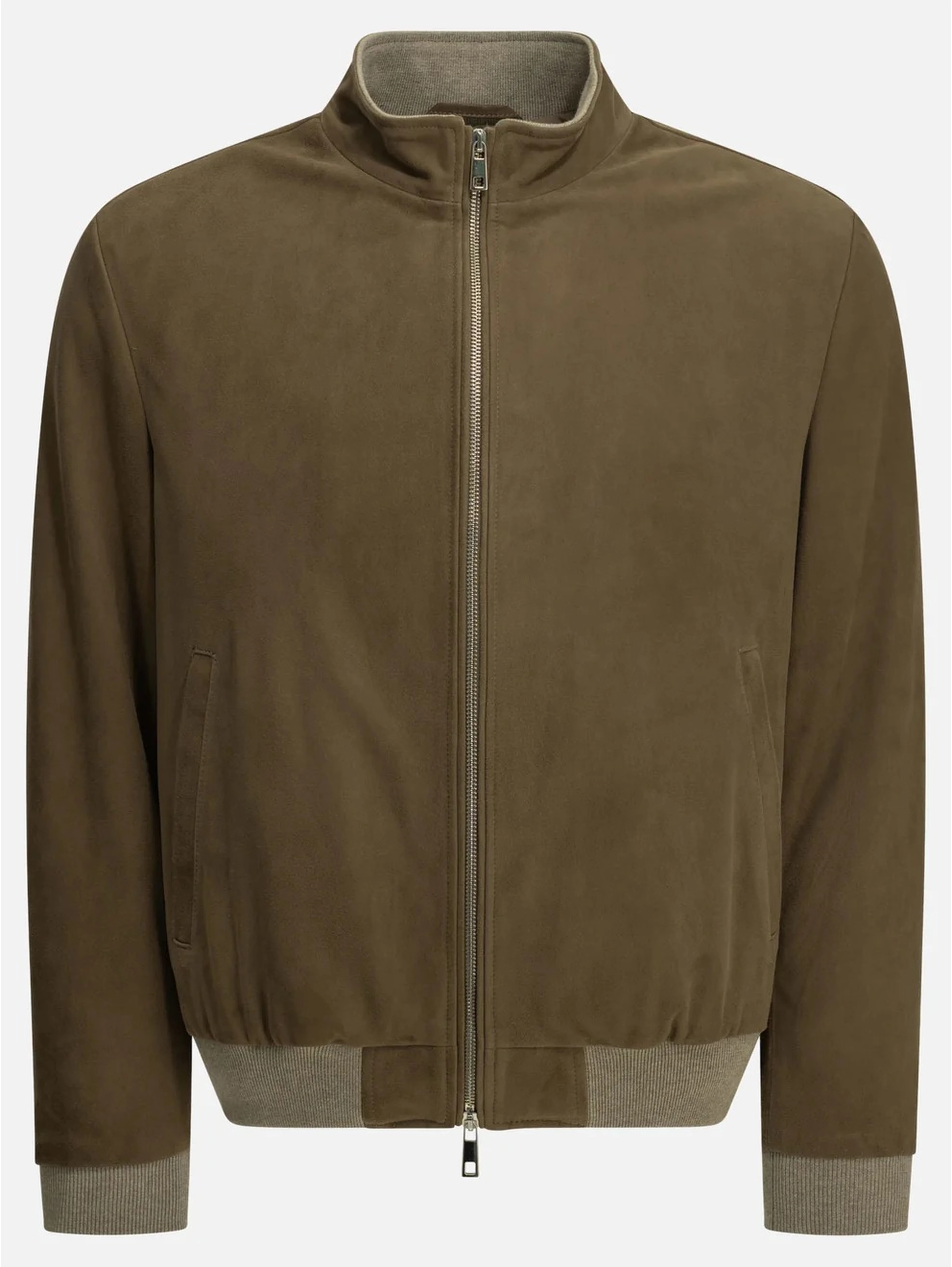 Padded suede bomber jacket