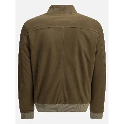 Padded suede bomber jacket