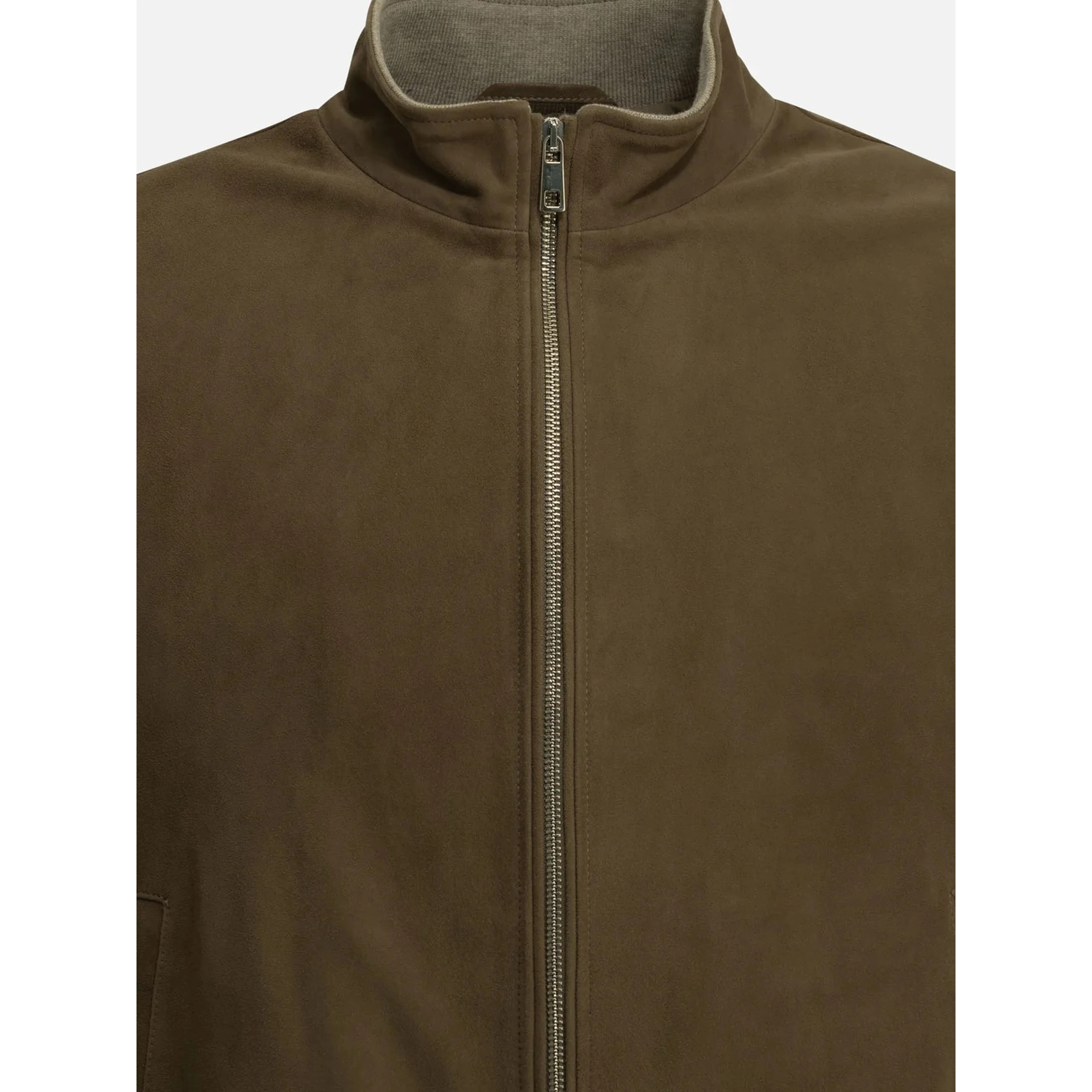 Padded suede bomber jacket