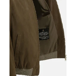 Padded suede bomber jacket