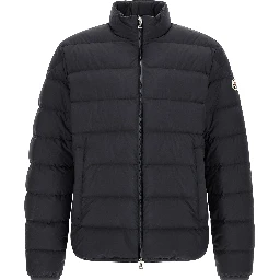 Blue Polyester Full-Length Jacket