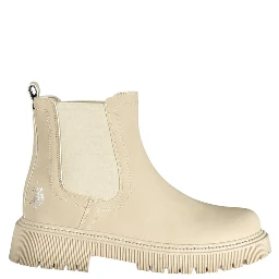 Beige Polyurethane Women's Booties