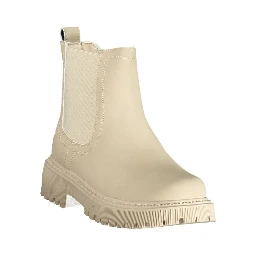 Beige Polyurethane Women's Booties