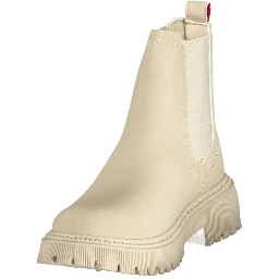 Beige Polyurethane Women's Booties
