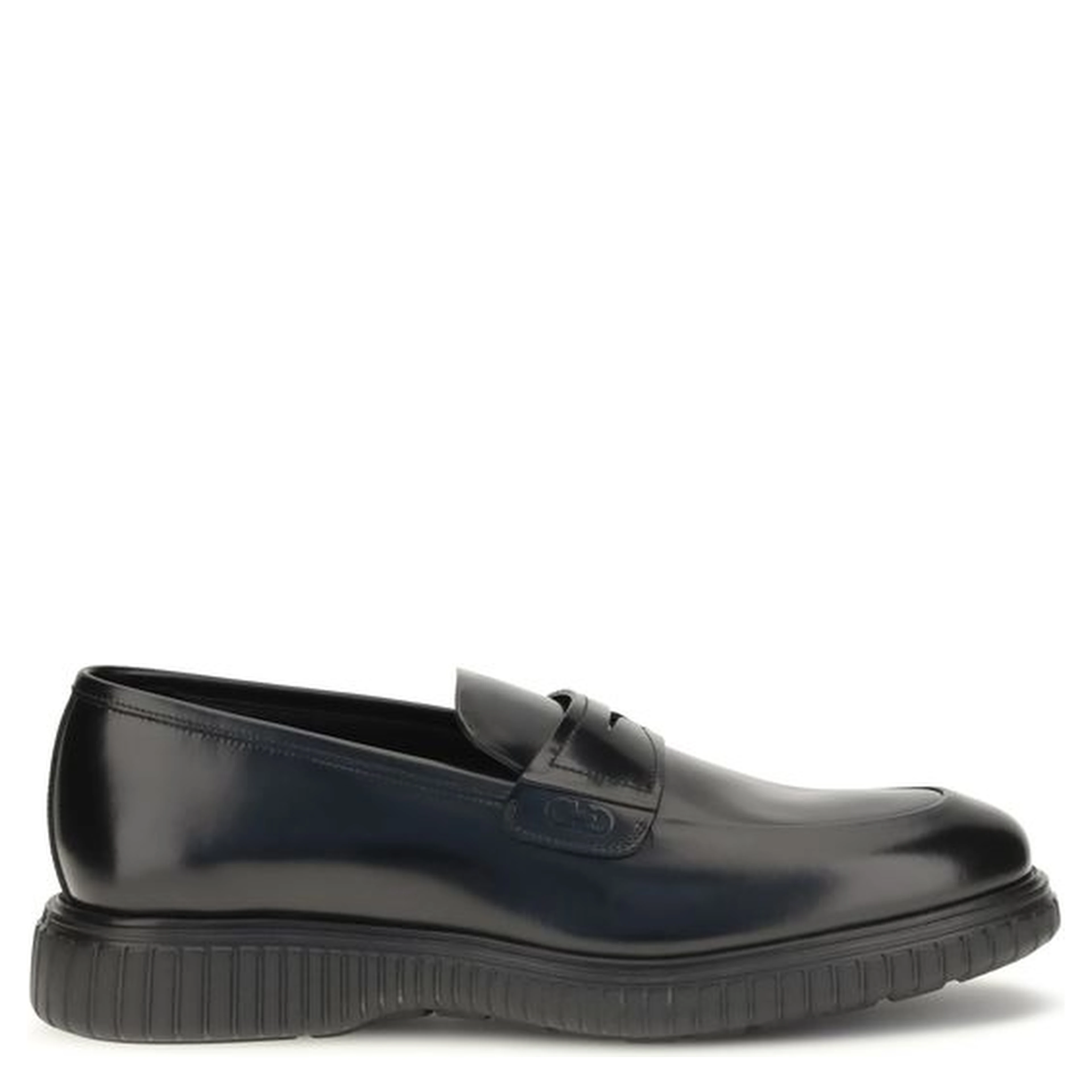 Black Calf Leather Bos Taurus Slip-On Loafers