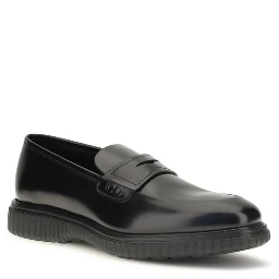 Black Calf Leather Bos Taurus Slip-On Loafers