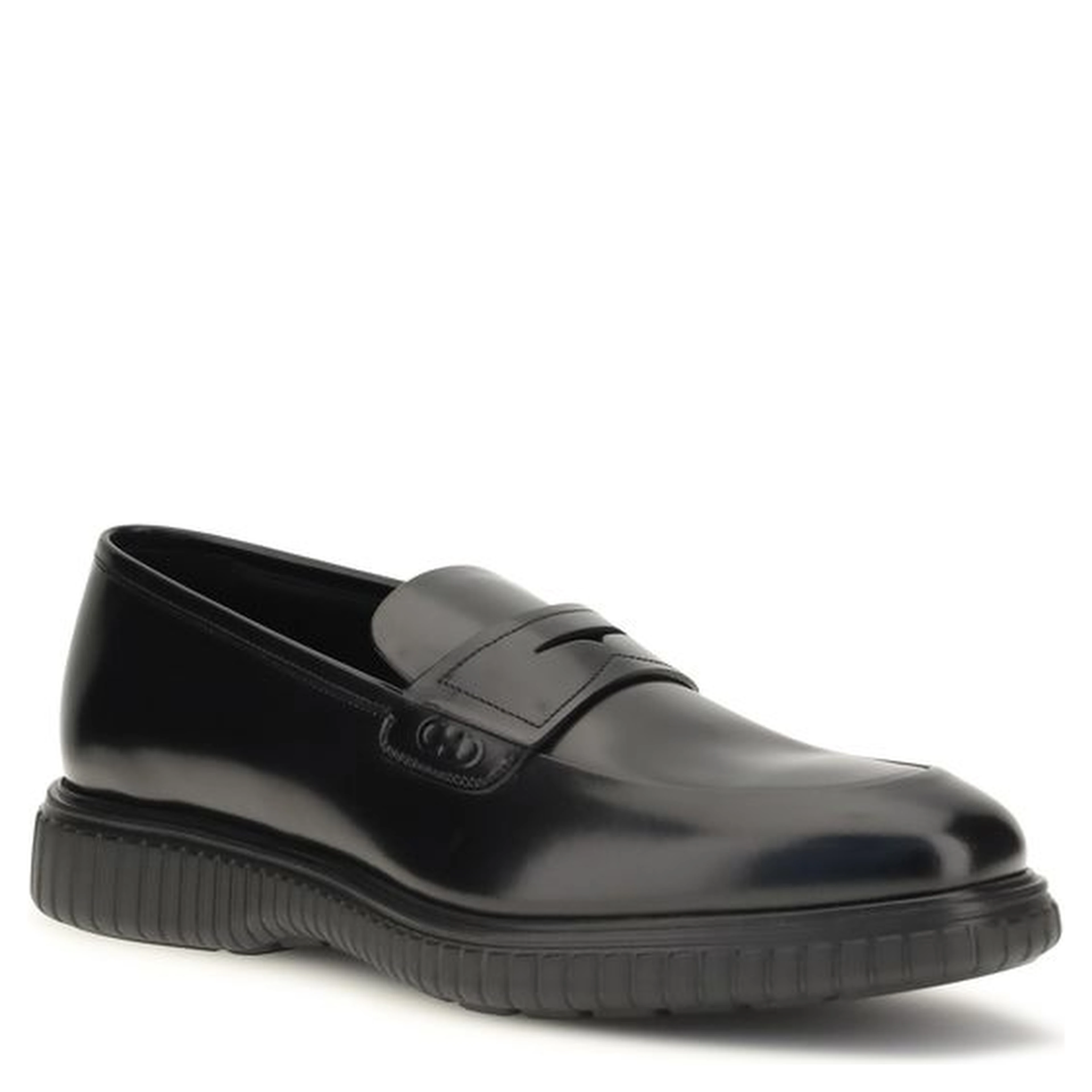 Black Calf Leather Bos Taurus Slip-On Loafers