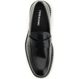 Black Calf Leather Bos Taurus Slip-On Loafers