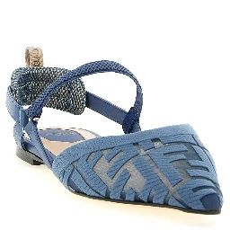Blue Polyamide Flat Sandals