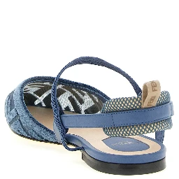 Blue Polyamide Flat Sandals