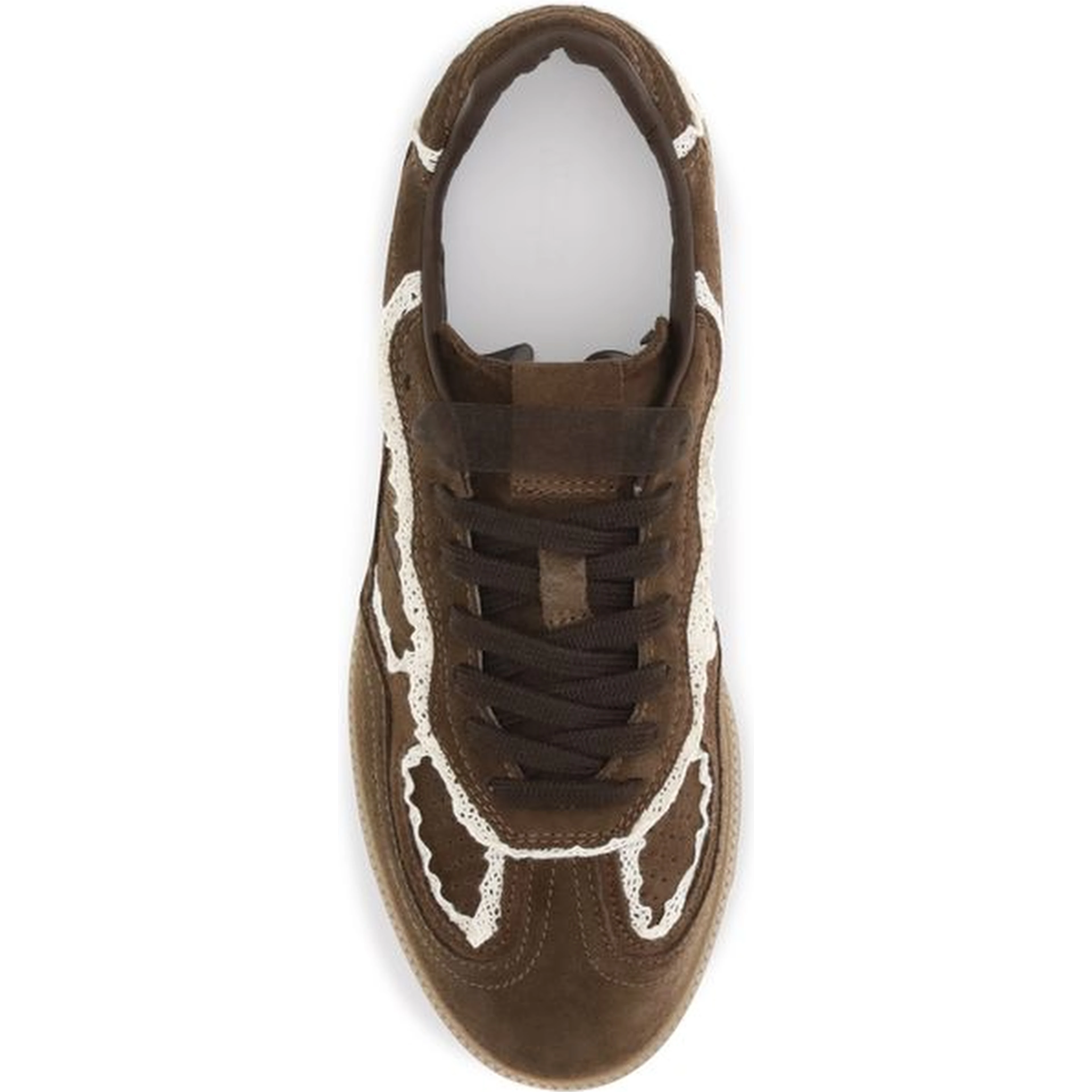 Brown Suede Leather Low Top Sneakers