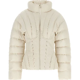 White Polyester Full-Length Jacket