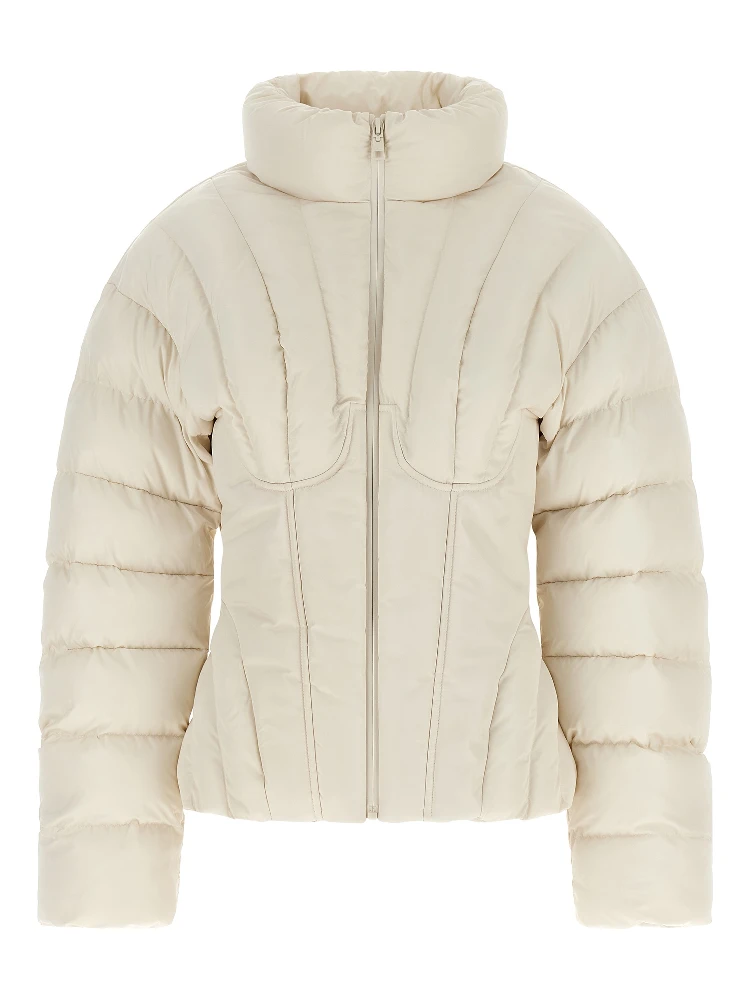 White Polyester Full-Length Jacket