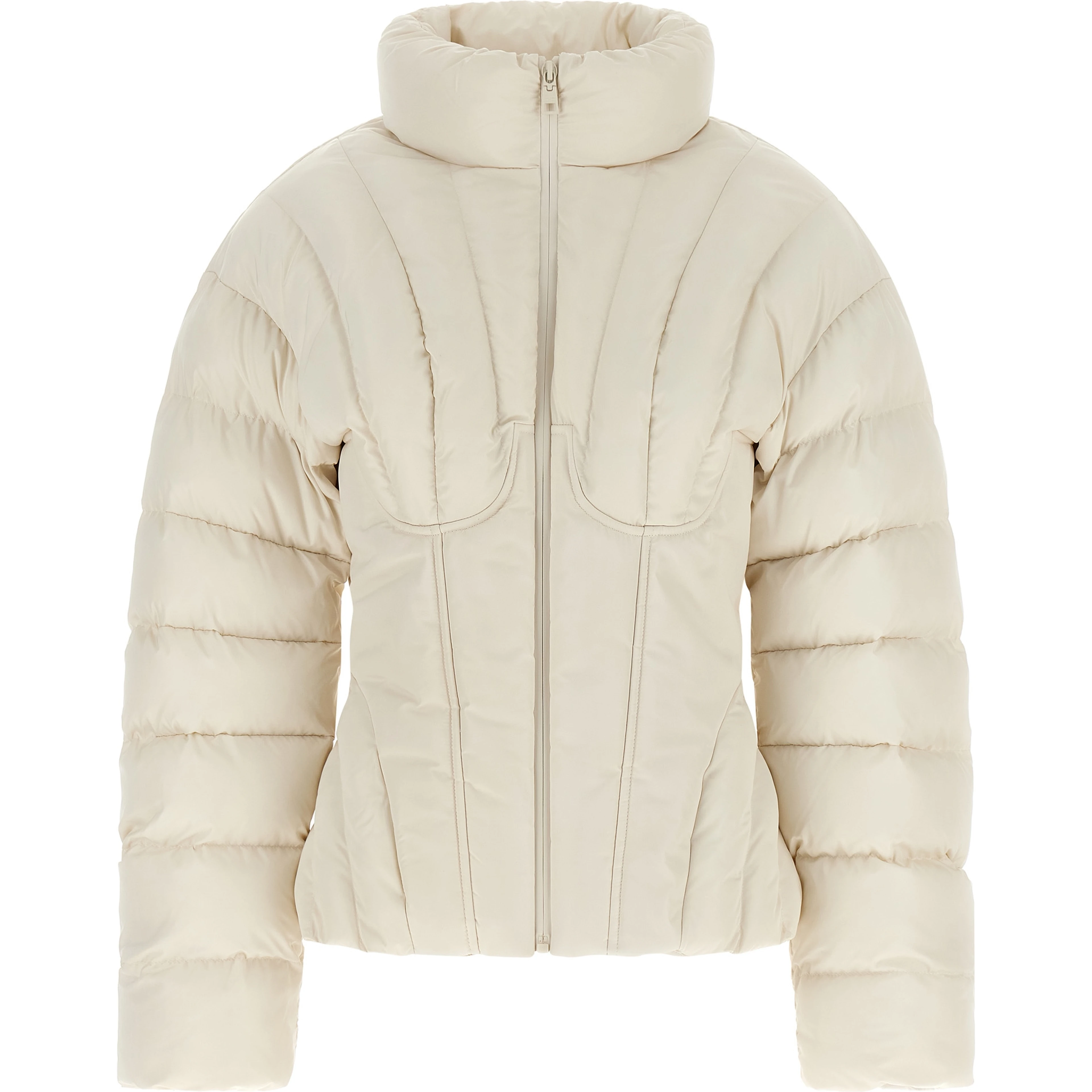 White Polyester Full-Length Jacket