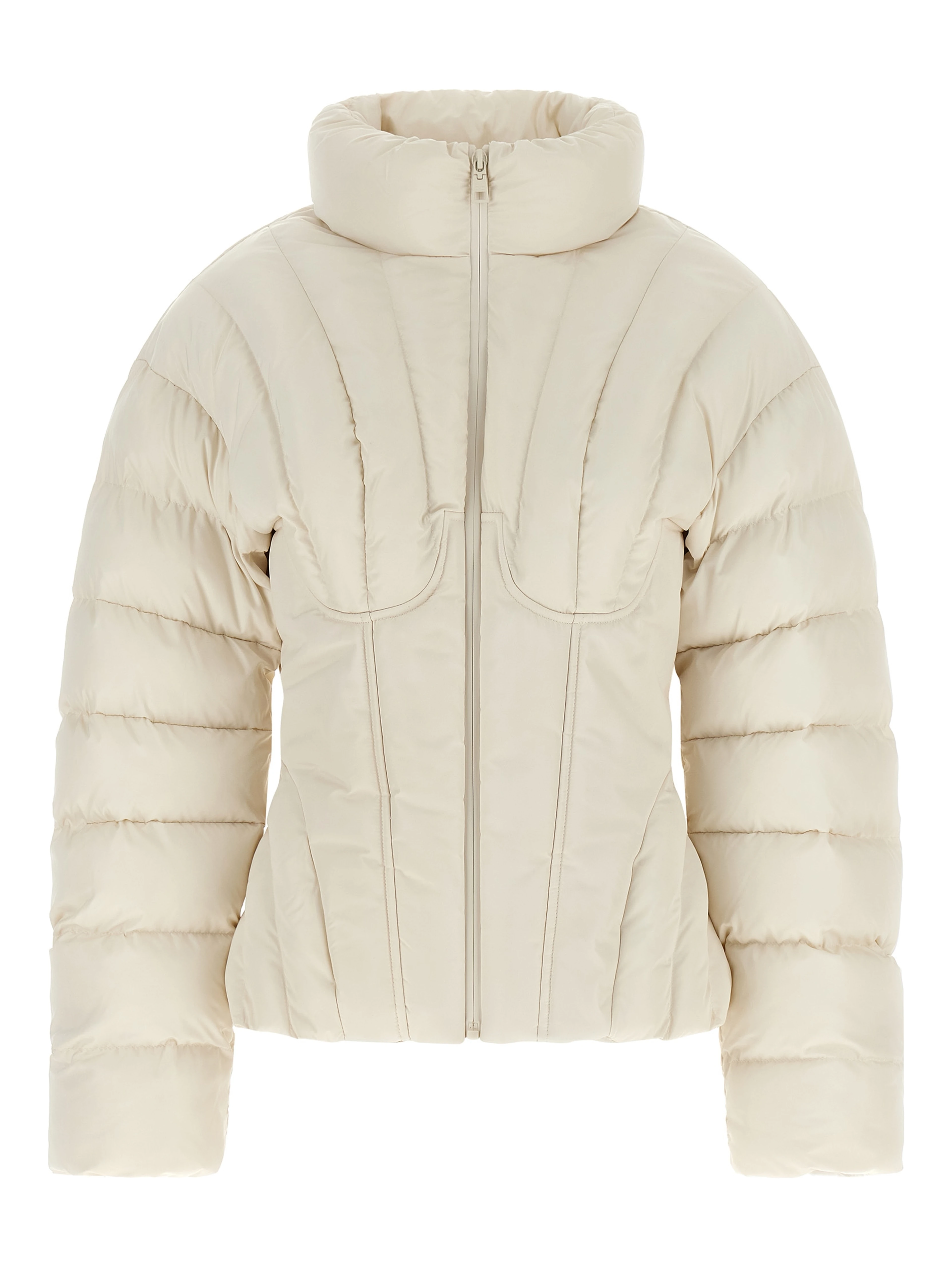 White Polyester Full-Length Jacket