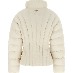 White Polyester Full-Length Jacket