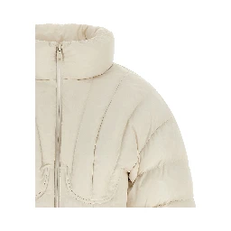White Polyester Full-Length Jacket