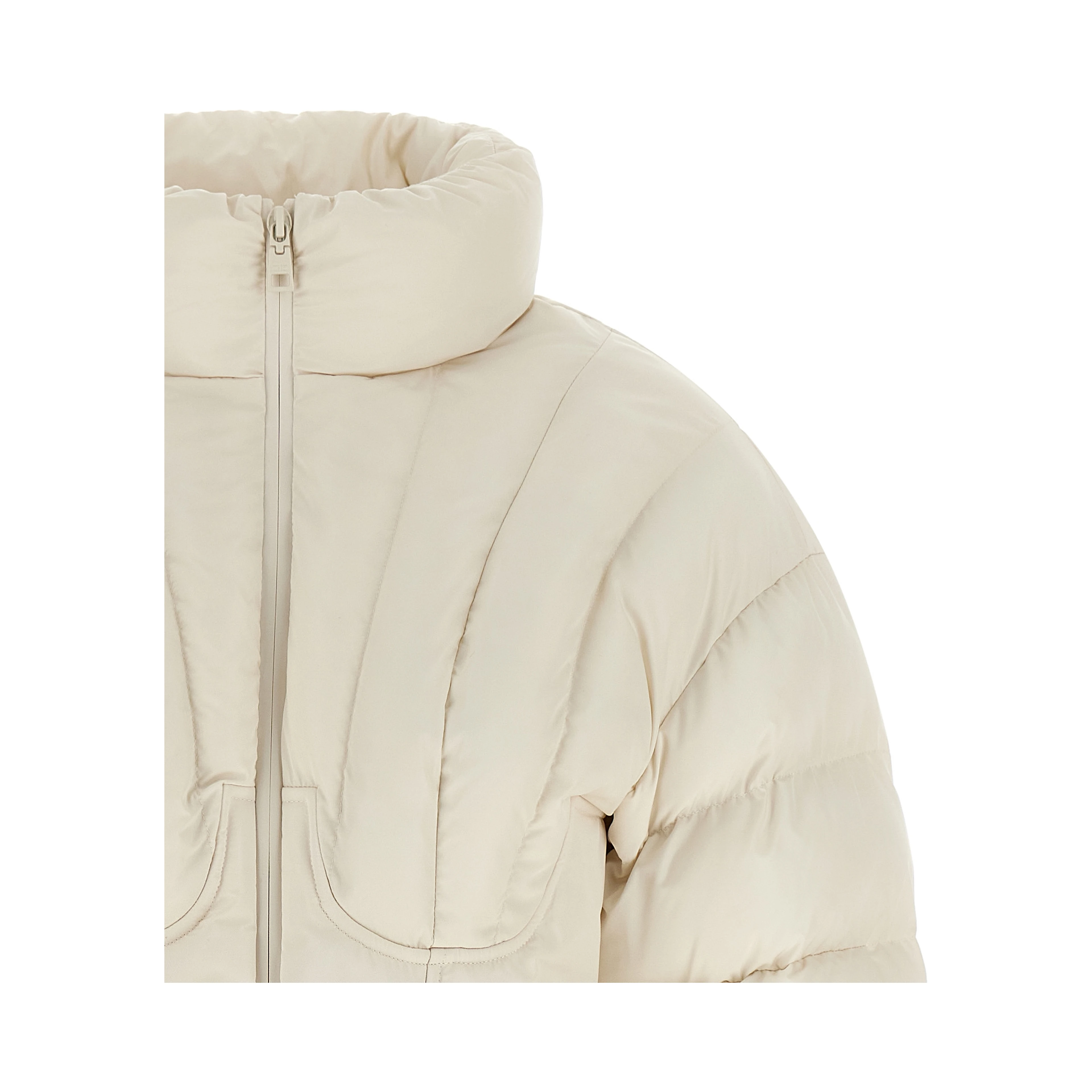 White Polyester Full-Length Jacket