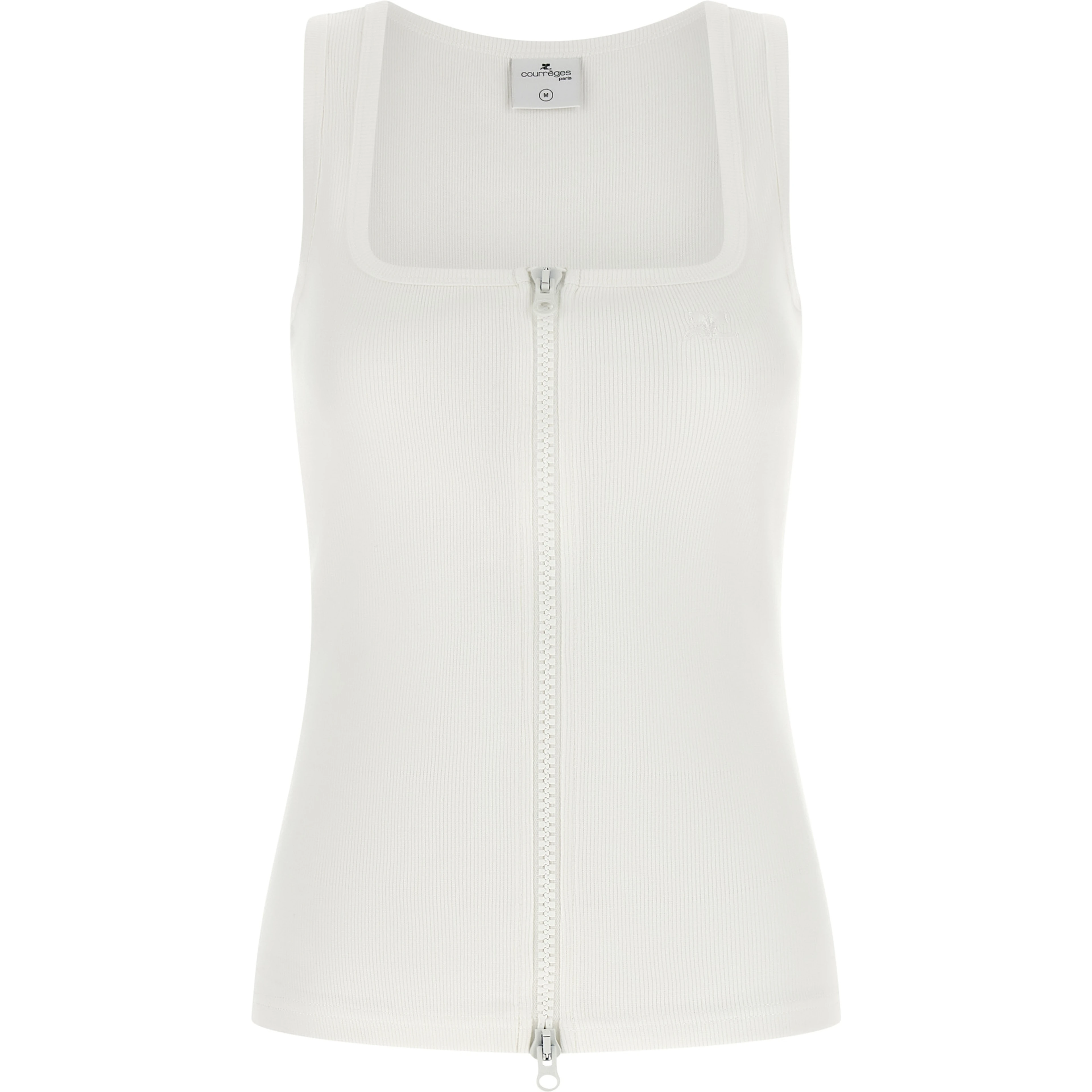 White Cotton Sleeveles T-Shirt