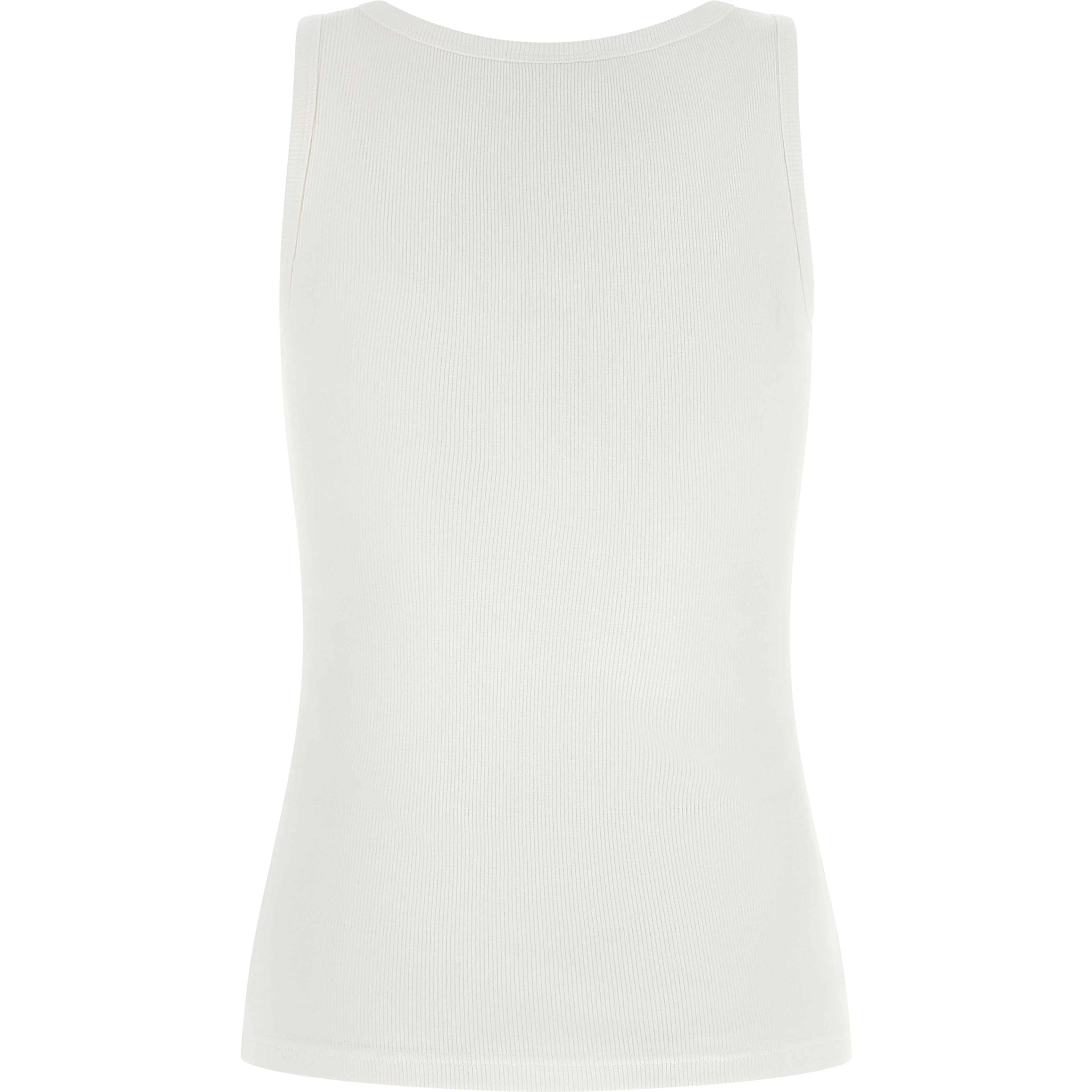 White Cotton Sleeveles T-Shirt