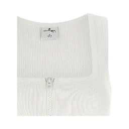 White Cotton Sleeveles T-Shirt