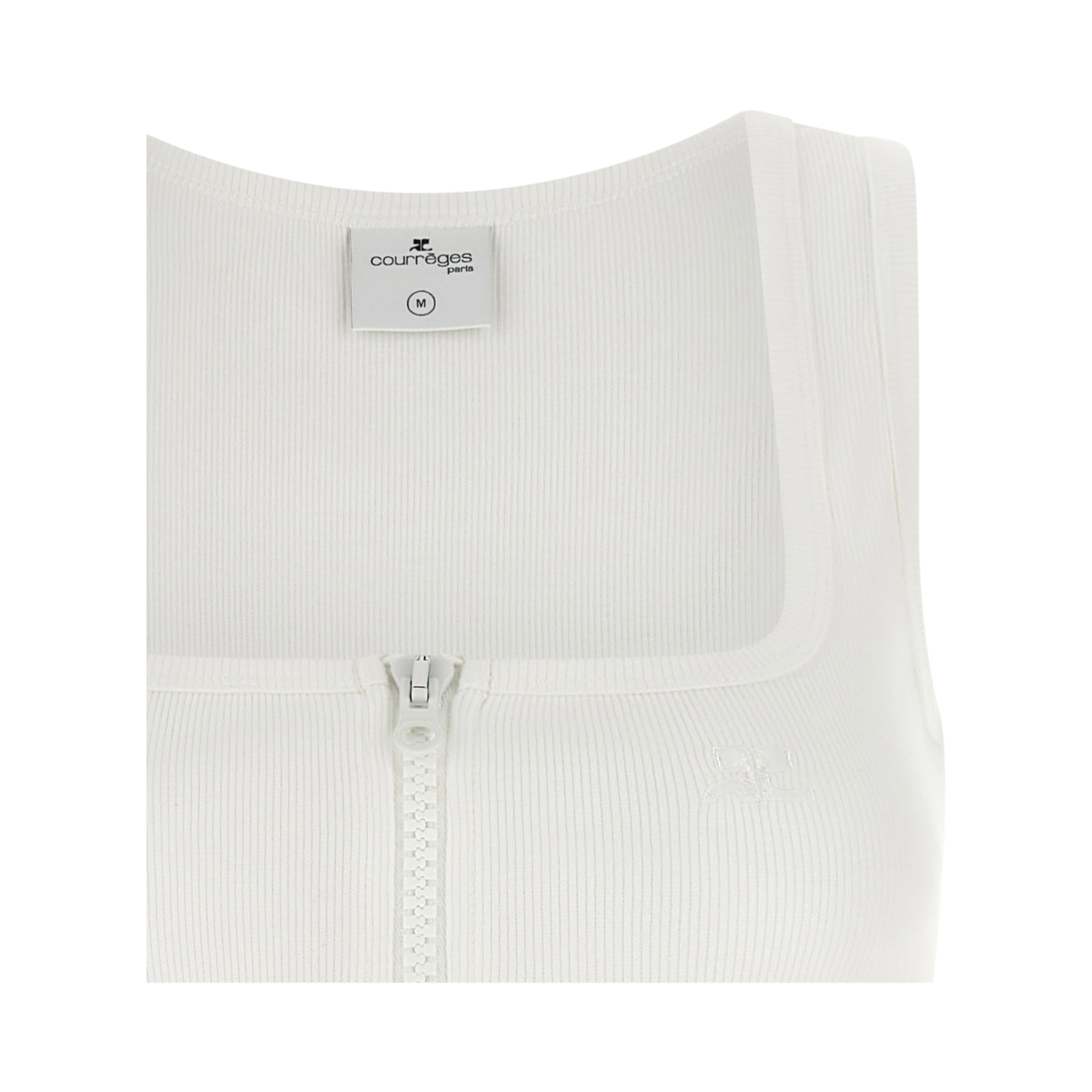 White Cotton Sleeveles T-Shirt
