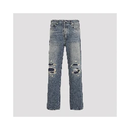 DISTRESSED DENIM TROUSERS