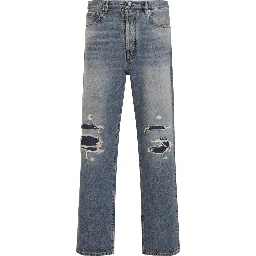 DISTRESSED DENIM TROUSERS