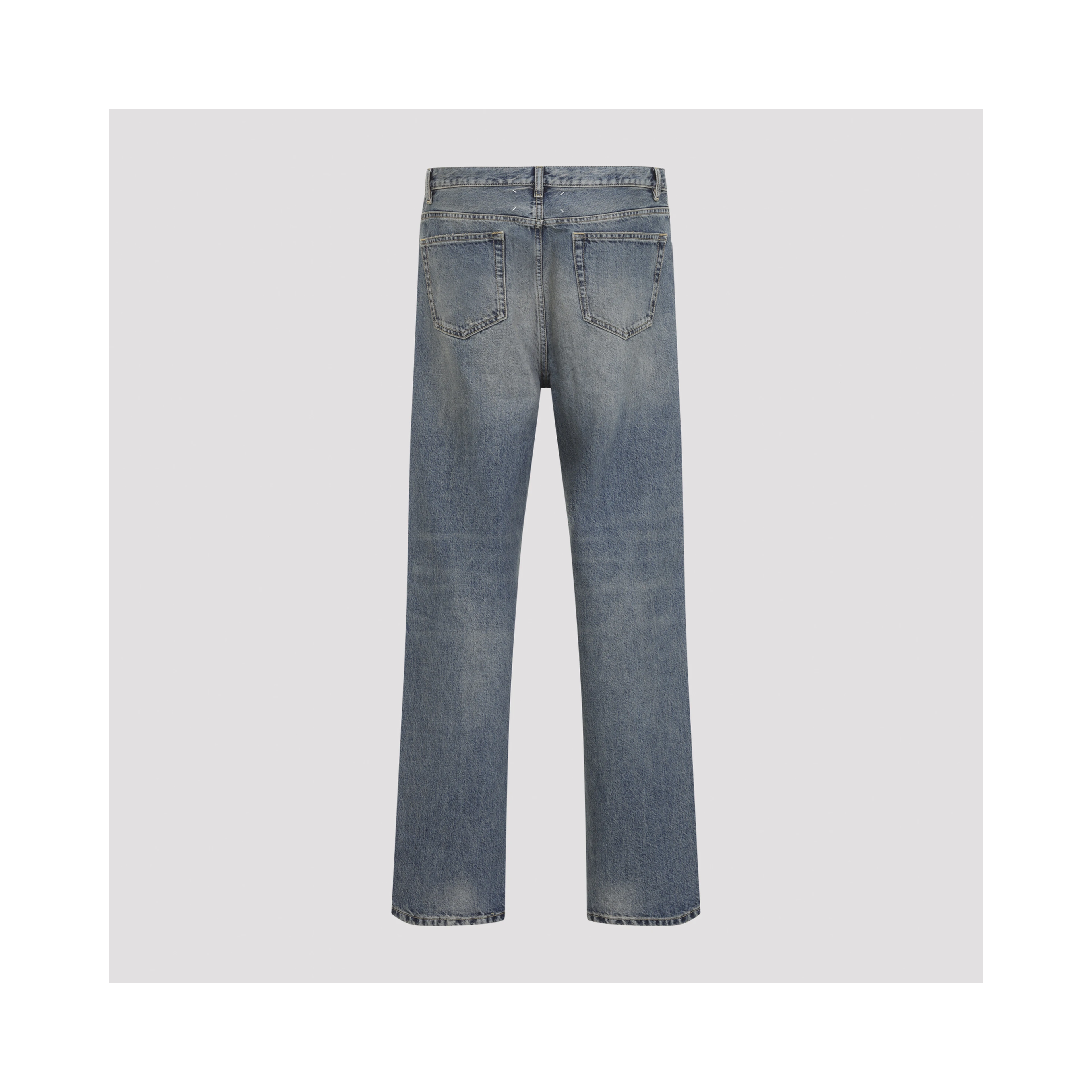 DISTRESSED DENIM TROUSERS