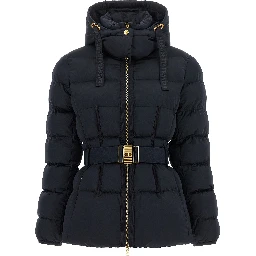 Black Polyester Full-Length Jacket