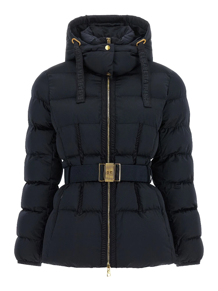 Black Polyester Full-Length Jacket