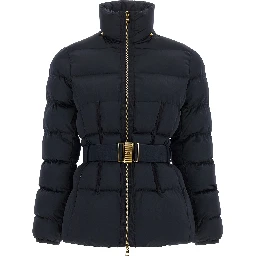 Black Polyester Full-Length Jacket