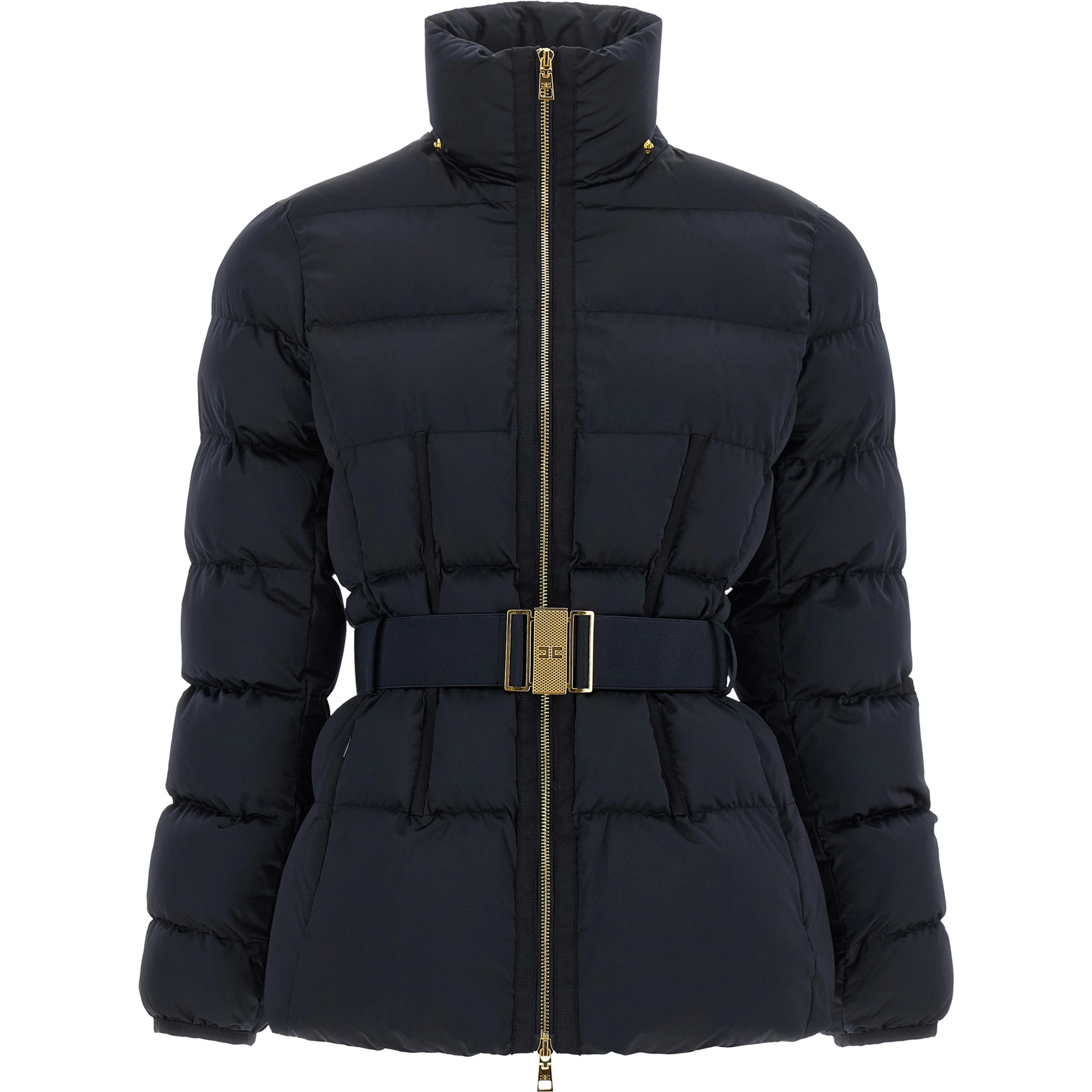 Black Polyester Full-Length Jacket