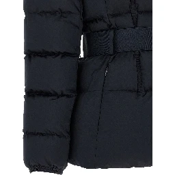 Black Polyester Full-Length Jacket